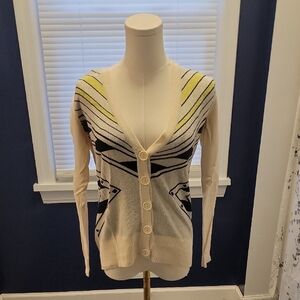 Charlotte Russe Cream and Yellow Button-Up Cardigan